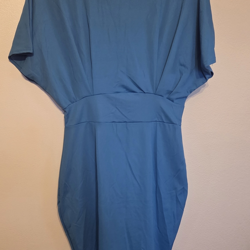 Elegant Blue Midi Dress for Women